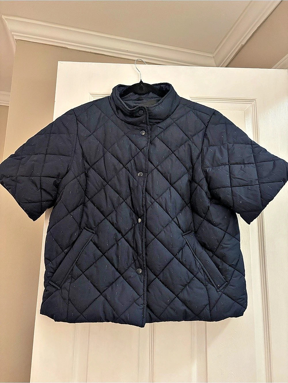 Navy Quilted Short Sleeve Puffer Jacket Size XLP